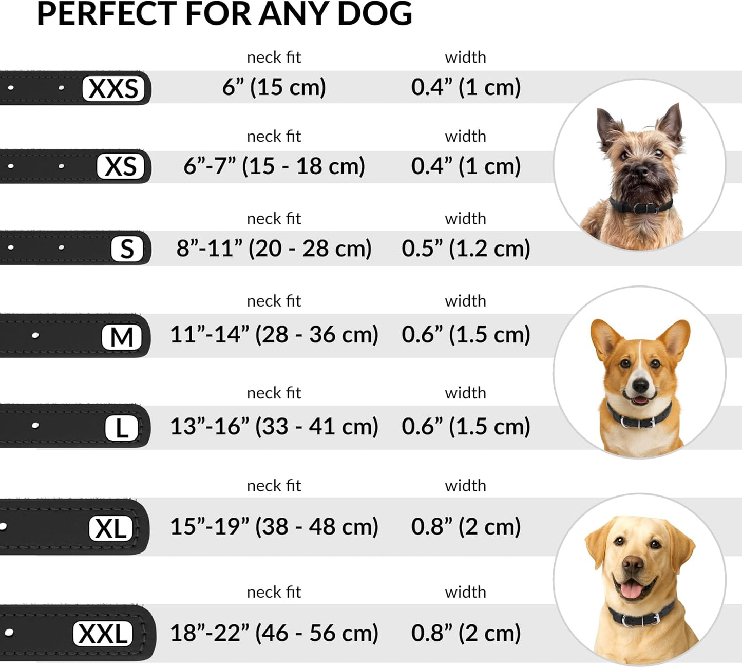 CollarDirect Rolled Leather Dog Collar, Soft Padded Round Puppy Collar, Handmade Genuine Leather Collar Dog Small Large Cat Collars 13 Colors (13-16 Inch, Black Smooth)