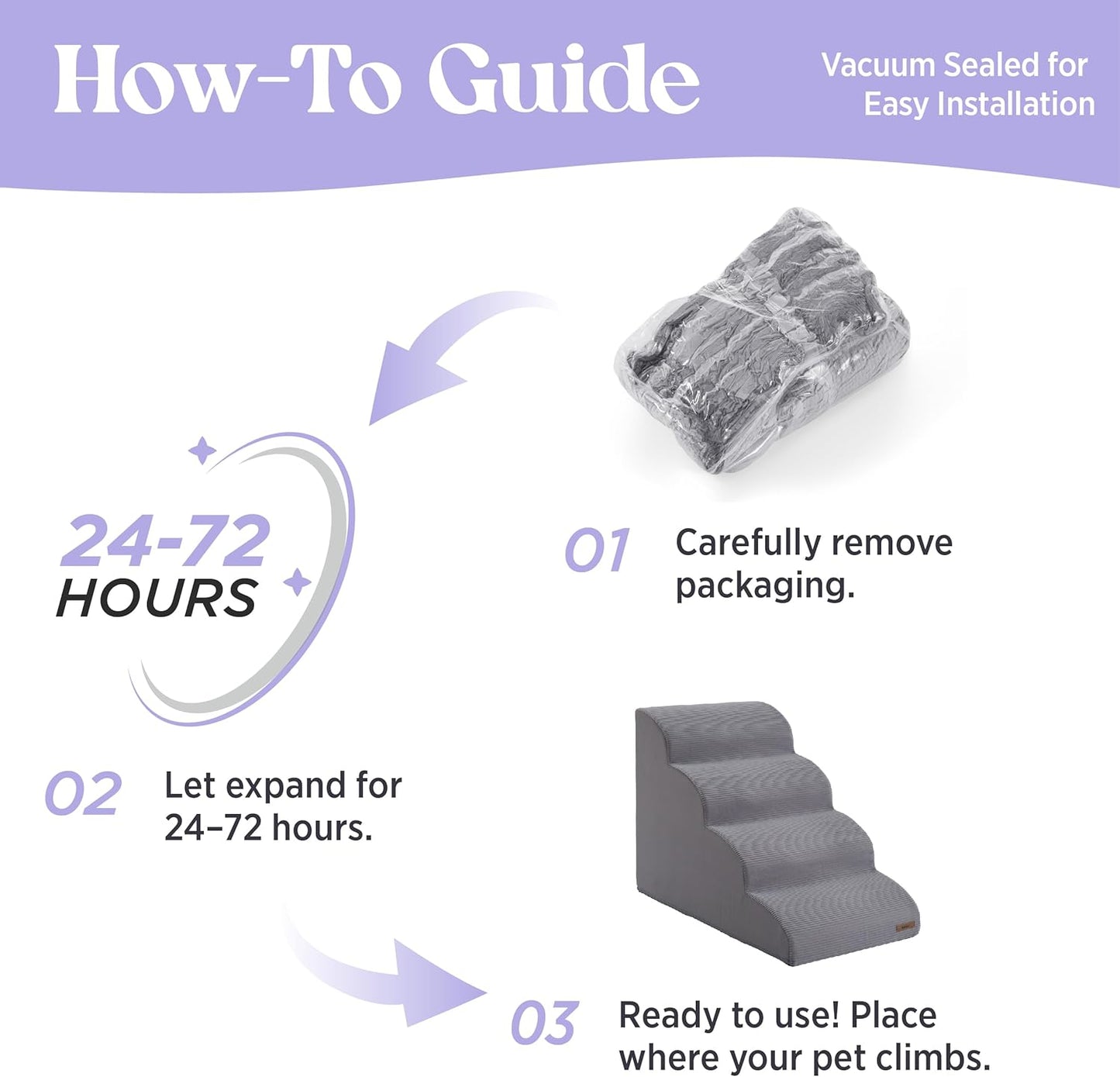 Lesure Dog Stairs for Large Dogs Pet Steps Ramp for High Bed with CertiPUR-US Certified Foam with Non-Slip Bottom, Grey, 5 Steps