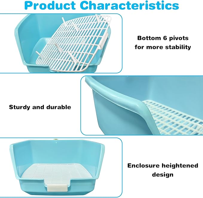 PINVNBY Rabbit Litter Box for Cage Bunny Corner Litter Bedding Box Small Animal Litter Pan Hanging Pet Bowls Cage Potty Trainer Pet Toilet for Rabbit Bunny Guinea Pigs Small Animals