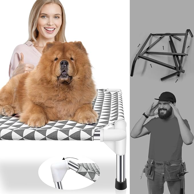 Kuntrust Elevated Outdoor Dog Bed, Medium Size, Cotton Material, Non-Slip Feet, Fits up to 70lbs (Pack of 2)