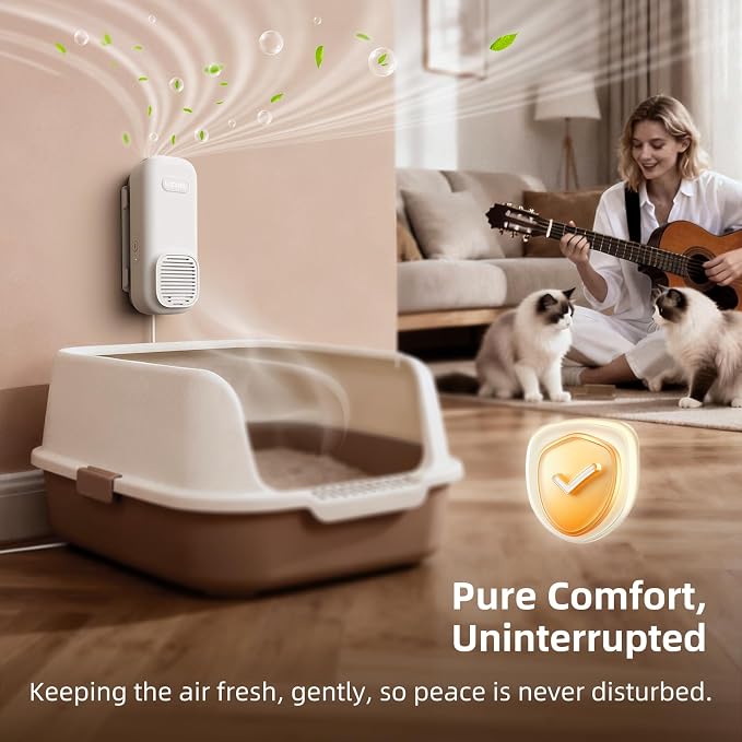 uahpet Cat Litter Deodorizer, No Ozone Air Purifier Plug in, Nano-Tech Cat Odor Eliminator for Litter Box, Filterless Odor Remover with 5ft Cord, Safe & Quiet Air Freshener for Pet Homes
