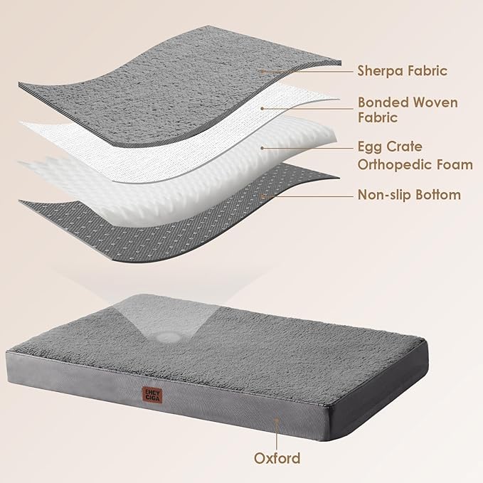 EHEYCIGA Orthopedic Dog Bed Extra Large with Removable Washable Cover, 41IN | Egg Crate Foam Support, Durable Oxford fabric, Non-Slip Bottom, Machine Washable, Soft Waterproof Plush Pet Bed Mat For Crate