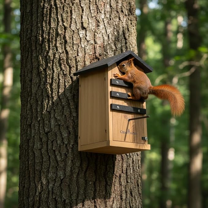 Cedar Screech Owl House Box, Squirrel House, Duck Nesting Shelter, Cedar Bird House for Outside, Rustic Big Birdhouse,Nesting Shelter Nester Large Heavy, Stainless Steel Perch,Assemble Needed