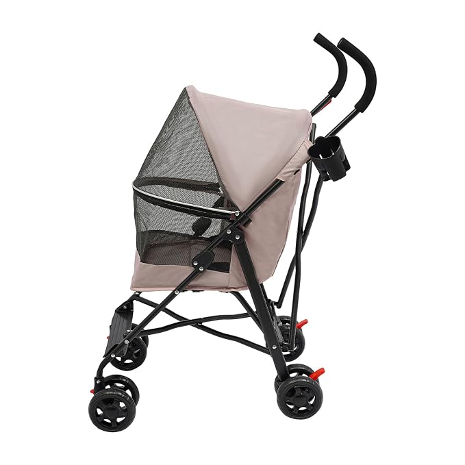Pet Stroller for Small Medium Dogs Cats up to 22 lbs, Lightweight Foldable Dog Stroller with 360° Wheels & Brakes, Safety Tether, Breathable Mesh, Removable Washable Cushion