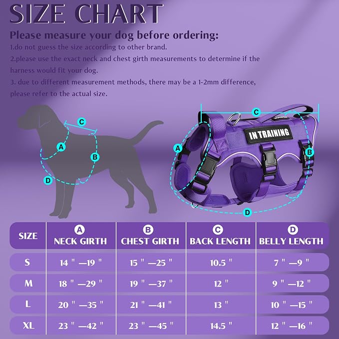 Escape Proof Dog Harness with Double Handle+4 Removable Patches | Service Working Molle Harness with Double Handle for Medium Dogs, Tactical Pet Reflective Vest for Walking Hiking Hunting