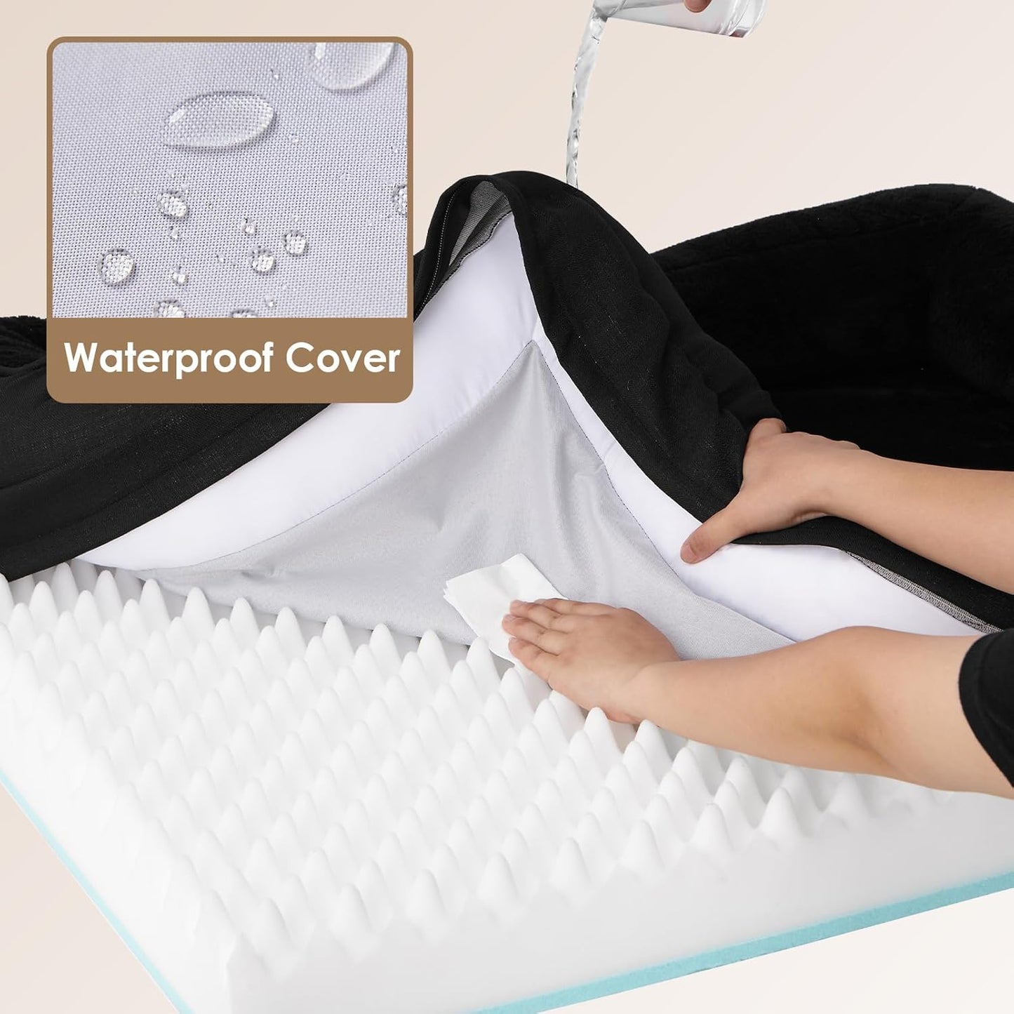 EHEYCIGA Memory Foam Dog Bed for Large Sized, Orthopedic Dog Sofa with Sides and Waterproof Liner, Washable Bolster Pet Couch with Removable Cover, 41x27x7.5 Inch, Black