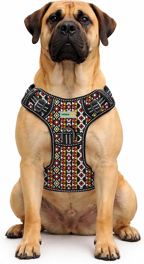 Homapet. Tactical Dog Harness with Dual Leash Attachment Points, Adjustable and Reflective Military Grade Dog Vest with Comfort Control Handle (Aztec, XL)