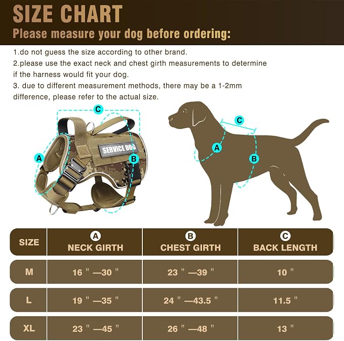 2X Metal Buckle Service Working MOLLE Dog Vest with 10 Pet Patches | Tactical Dog Harness for Large Dog, No-pull Military Working Vest for Training Hunting Walking，2x D Rings for Leash Clip