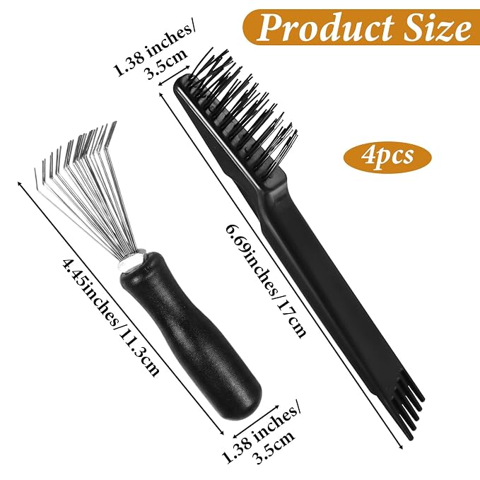 4 Pcs Hair Brush Cleaning Tool Mini Comb Cleaner Rake 2-in-1 Comb Cleaner Brush Metal Wires Hair Remover Tools Hairbrush Cleaning Hairs Remover Tool for Removing Dust Home and Salon Use