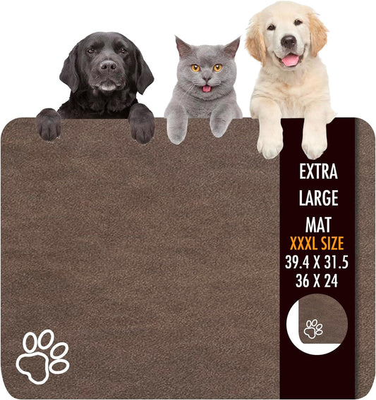 Dog Food Mat, 39.4"x31.5" Largest Absorbent Dog Mat for Food and Water, Non Skid Cat Bowl Mat, No Stains Quick Dry for Pet Water Dispenser Pet Supplies for Messy Drinkers