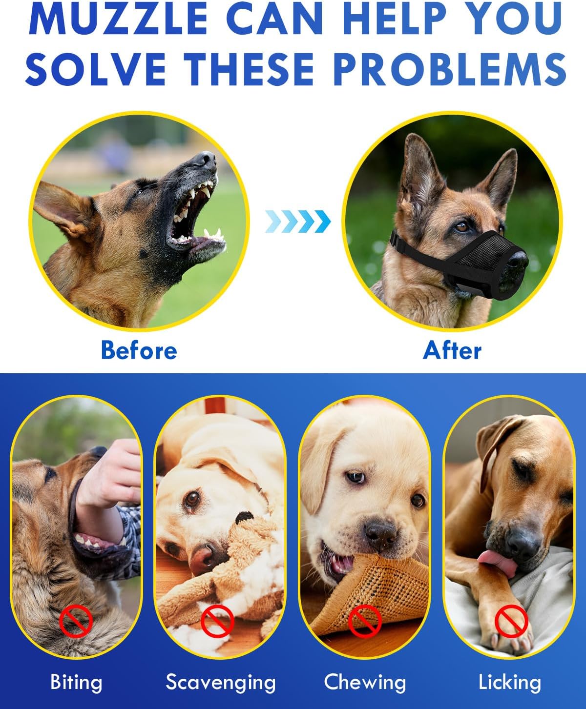 Dog Muzzle, Soft Air Mesh Muzzle for Small Medium Large Dogs Anti Biting Barking Chewing, Breathable Drinkable Adjustable Loop Pets Muzzle for German Shepherd Husky Labrador Retriever (Black,M)