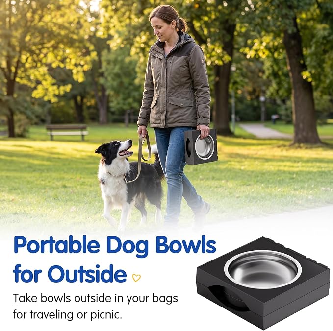 XIAZ Elevated Dog Bowls Large Breed Raised Dogs Bowl Stand Large/Medium Sized Dog Stainless Steel Food Water Bowl Stands 5 Heights Adjustable 9/11/12/14in Black Pet Feeder Dish Station