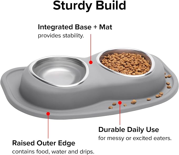 WeatherTech Double Low Pet Feeding System - Compact and Portable Dog/Cat Food and Water Station - 16 oz (2 Cups) Tan (DL1602TN)