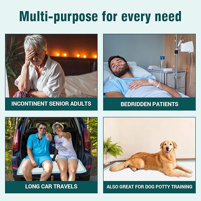 Heavy Duty Disposable Bed Pads 48" x 36" 25 Count Underpads Extra Large Incontinence Bed Pads Tear-Resistant Absorbency Chux Pads Pee Pads for Adult Elderly Puppy Pads for Training