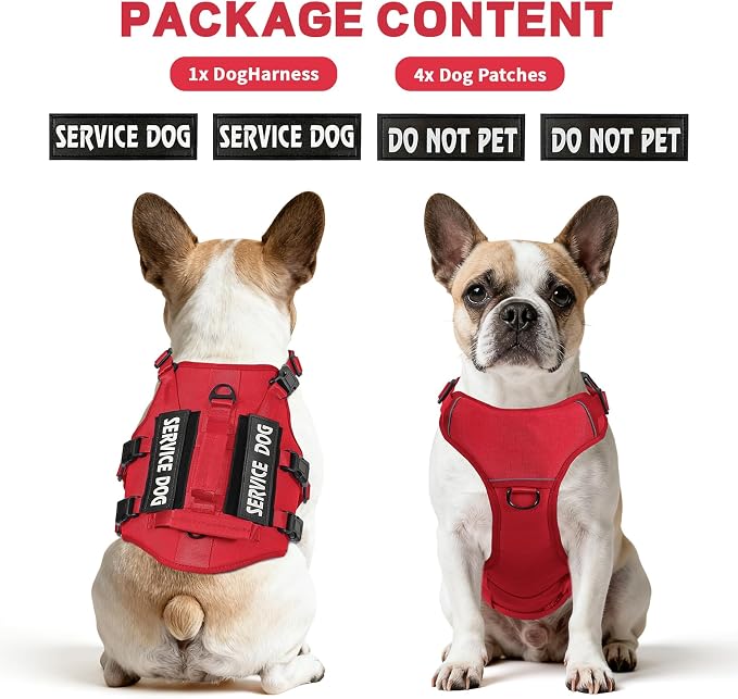 Service Dog Vest Harness for Large Dogs,No Pull with 3 Leash Clips,Tactical Working Vest with 4 Pet Patches,Reflective Oxford No Choke Pet Vest with Easy Control Handle for Walking Hiking Training