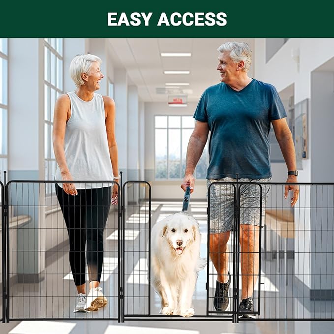 Dog Playpen,40 inch(H) 21 Ft(L) 8 Panels Dog Fence Indoor/Outdoor,Heavy Duty Metal Pet Puppy Exercise Pen, Wide Door Low Threshold,Portable Pet Playpen for Rv Camping Garden Yard