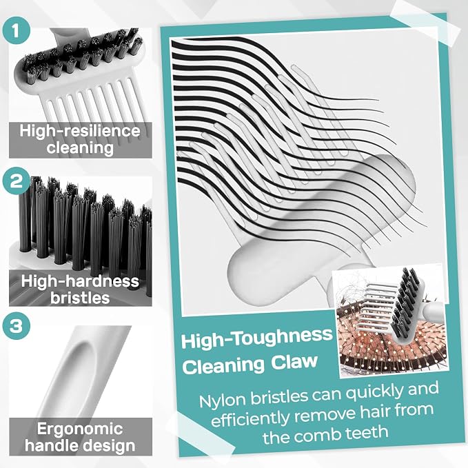 Hair Brush Cleaning Tool,2-In-1 Comb Cleaner,Portable Hair Brush Cleaning Tool,for Removing Hair and Dust,Suitable for Home and Hair Salon（Gray）