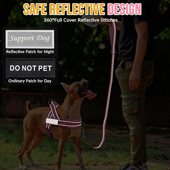 SlowTon No Pull Dog Harness with Front Clip - Heavy Duty, Soft Padded | Neck & Chest Adjustable, Tactical Pet Vest and Leash Set for Large Medium Sized Dogs, for Easy Walk & Training, Pink S