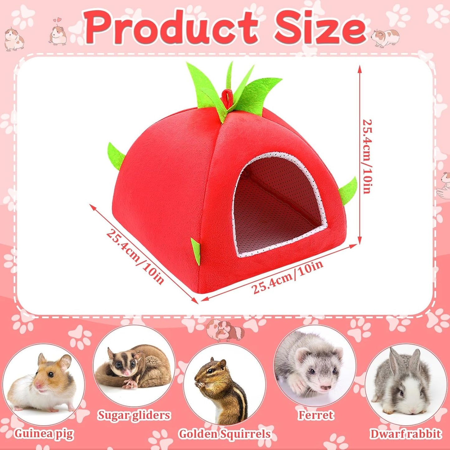 UPINS Guinea Pig Hideout,Guinea Pig Bed Washable Small Animal House Cage Accessories for Chinchillas Hamsters Hedgehogs Ferrets Bearded Dragons and Rats