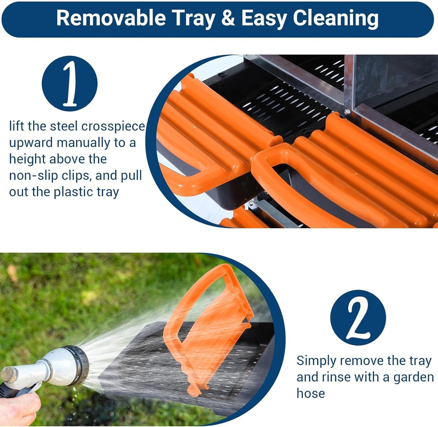 Chicken Nesting Boxes, 6 Hole Metal Chicken Laying Box with with Removable Trays and Roll Out Egg Collection for Chicken Coop, Orange