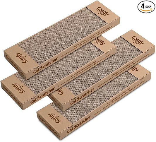 Best Pet Supplies Catify Cat Scratcher, Fun Interactive Scratchers, Posts, Poles, Claw Safe, Furniture Saver Indoor Play Support Natural Cat Behaviors Heavy Duty - Narrow (4 Pack)