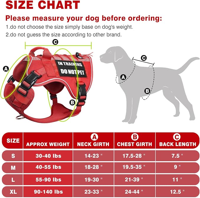 Service Dog in Training Mesh Harness with 10 Removale Pet Patches | Breathable material, adjustable straps, reflective trim, lightweight but durable, great for training, walks, and outings