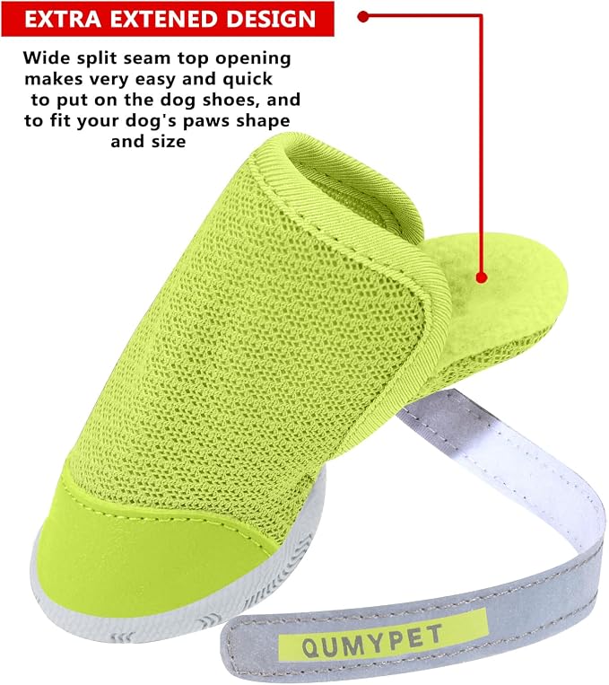 QUMY 4PCS Dog Shoes for Small Dogs, Hot Pavement Summer Puppy Dog Boots & Paw Protectors with Soft Anti-Slip Rubber Sole, Mesh Breathable Dog Booties for Hardfloors, Walking Running