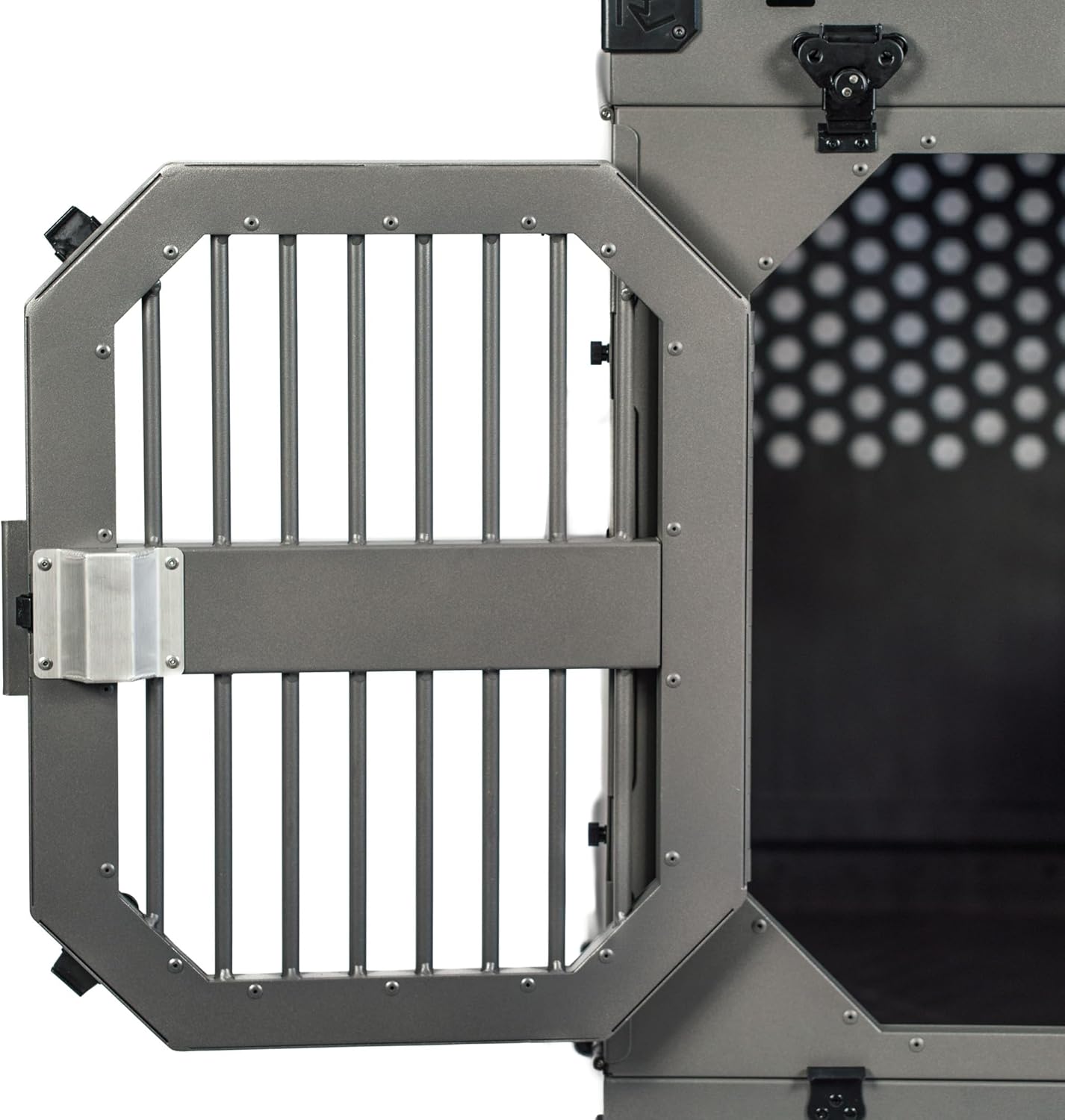 ROCK CREEK CRATES Collapsible Dog Crate: Meticulously Engineered, Durable Aluminum Construction, Non Slip Feet | 10 Year Warranty | Ideal for Indoor & Vehicle Use (Midnight Black, 30 Inch)