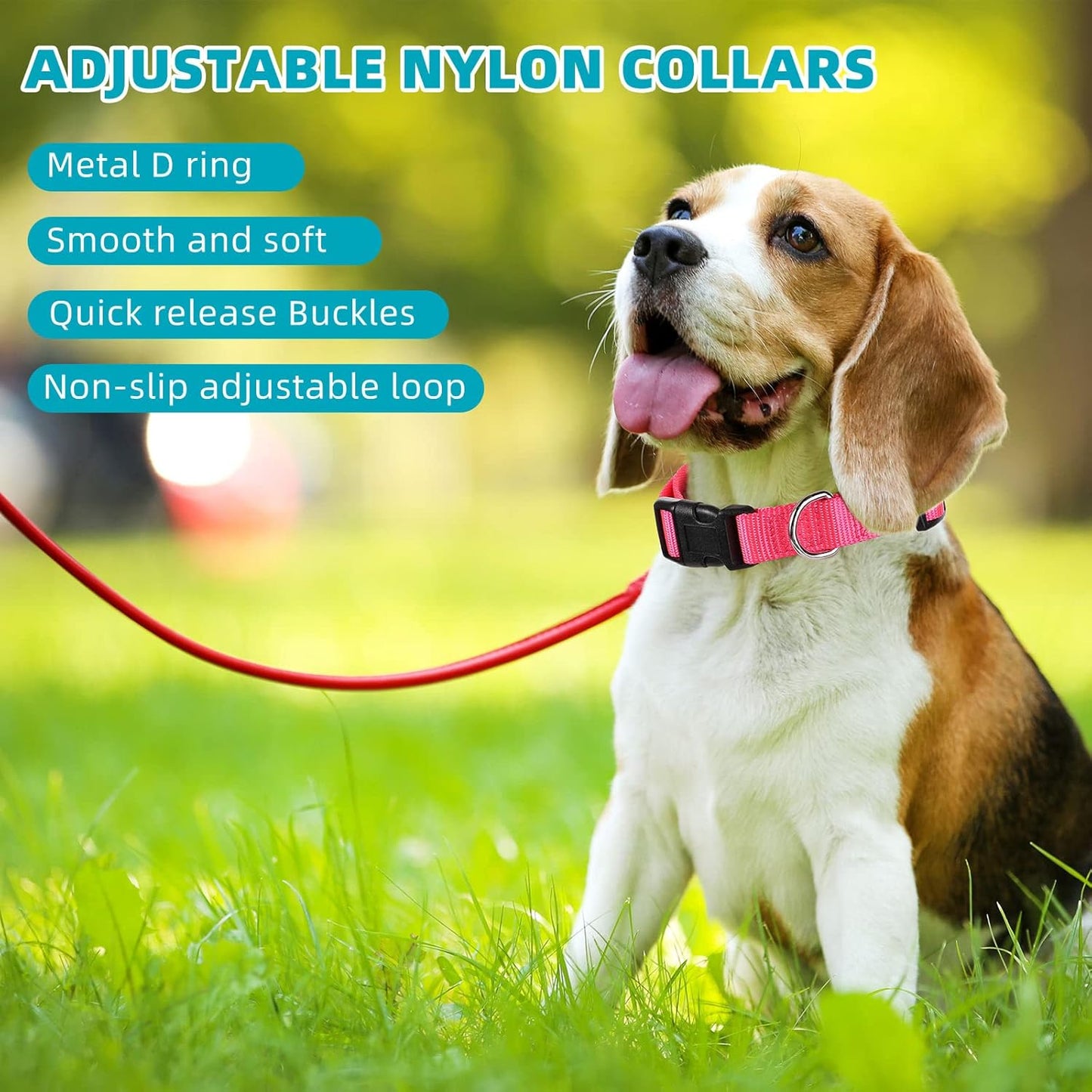 9 Pieces Adjustable Dog Collar for Animal, Soft Nylon Pets Puppy Collar with Quick Release Buckle Holder Bulk for Dogs Walking Running Training(Small,Retro Colors)
