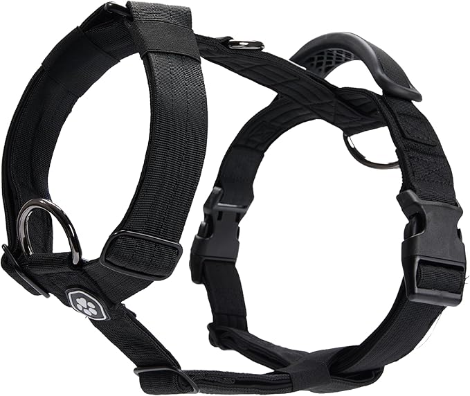 Spark Paws Comfort Control No Pull Dog Harness - Heavy Duty Front Clip | Safety Tested for Strong Breeds, w/ Metal Buckle & Top Handle – Padded Y-Straps Redirect Pulling. Solo or Matching Leash Set