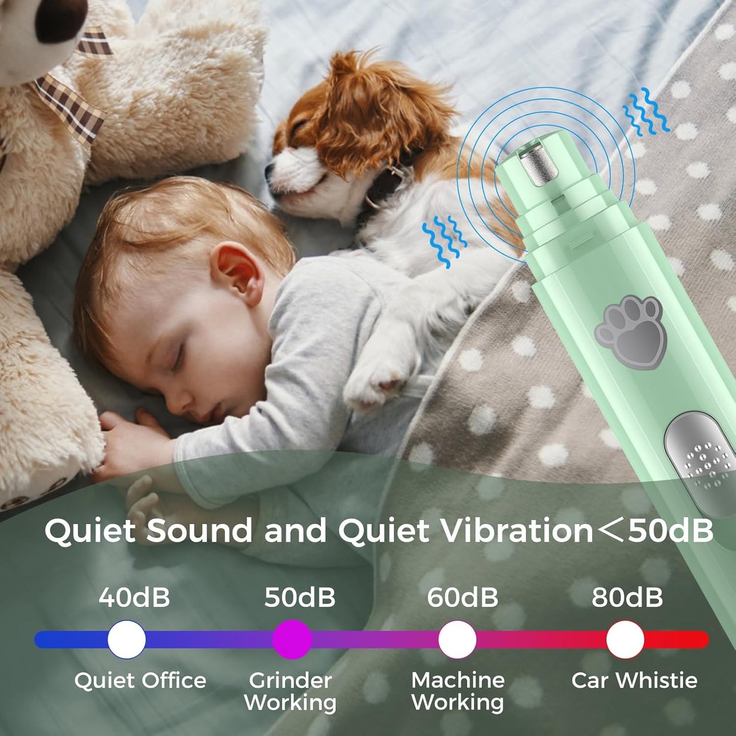 VIWIK Dog Nail Grinder, 2-Speed Rechargeable Dog Nail Trimmers for Large Medium & Small Dogs, Upgrade Professional Electric Pet Paws Grooming, Quiet Puppy Grooming Tool, for Dogs Cats