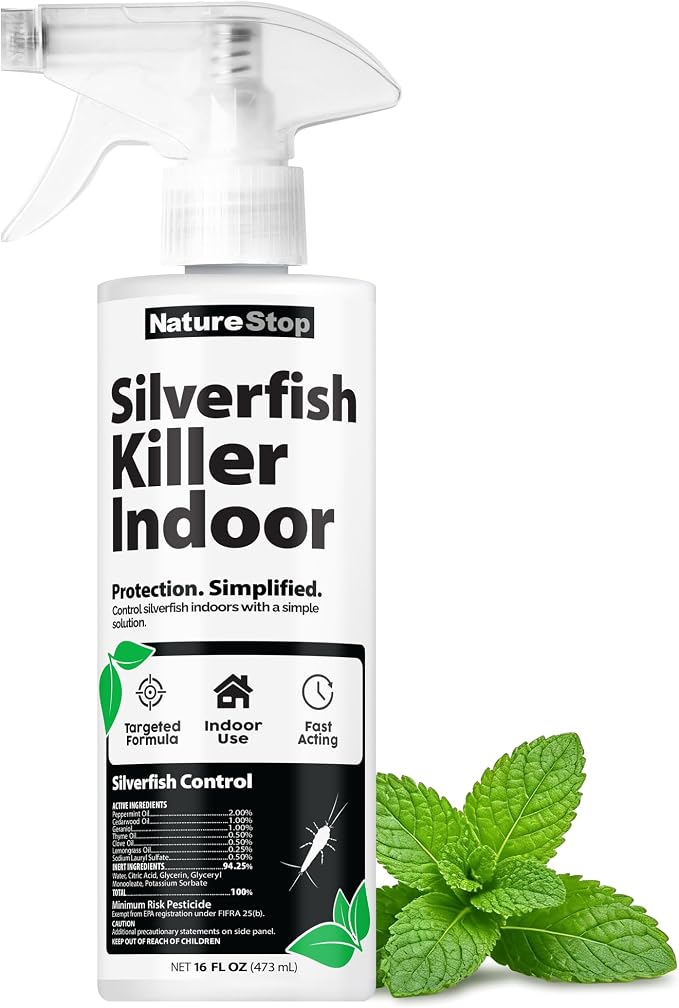 Silverfish Killer Spray (16oz) | Kills on Contact, Plant-Based Active Ingredients, Fast-Acting Formula, For Closets & Storage Areas, Pet & Family Friendly