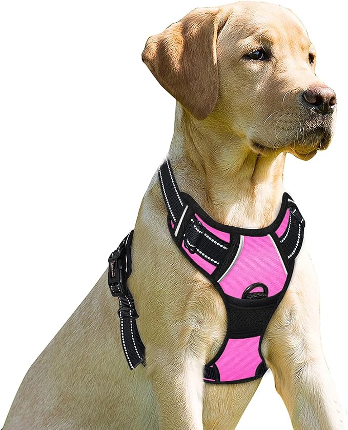 BARKBAY Dog Harness No Pull for Small Sized Dog Front Back Clips,Dog Vest | Soft Padded No Choke With Handle,Easy On&Off,Adjustable Reflective For Walking Training Running(Pink,S)