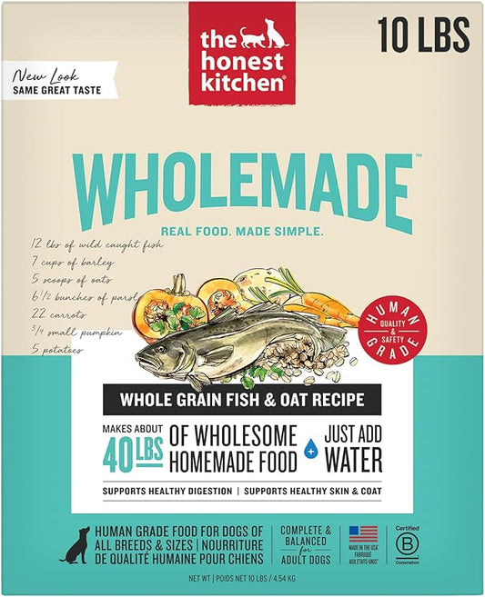 The Honest Kitchen Human Grade Wholemade™ Dehydrated Whole Grain Fish & Oats Dog Food, 10 lb Box
