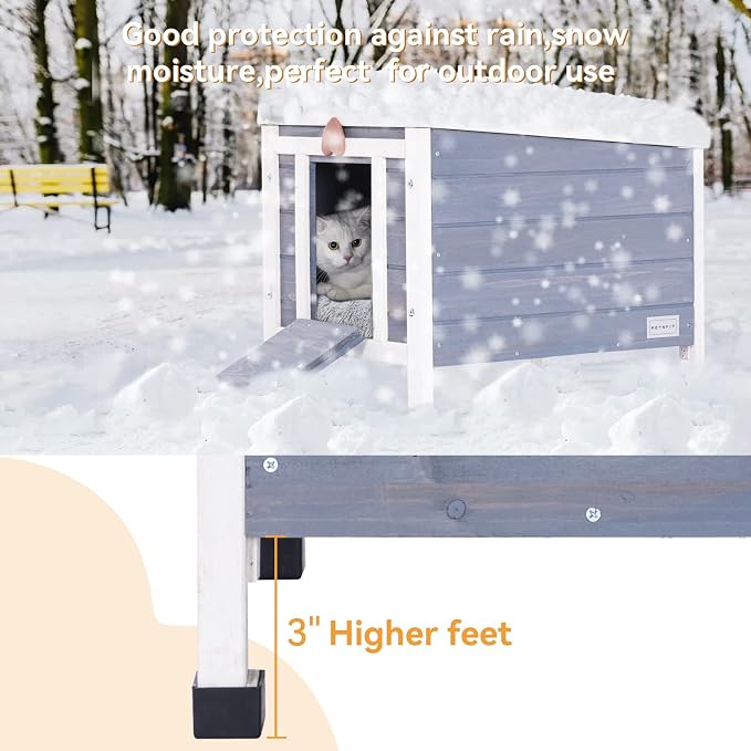Petsfit Outdoor Cat House Weatherproof, Outside Shelter for Feral Cats, Rabbits, Chicken, Small Animal Houses & Habitats, Idea for Guinea Pigs Pigeons Ducks Tortoises
