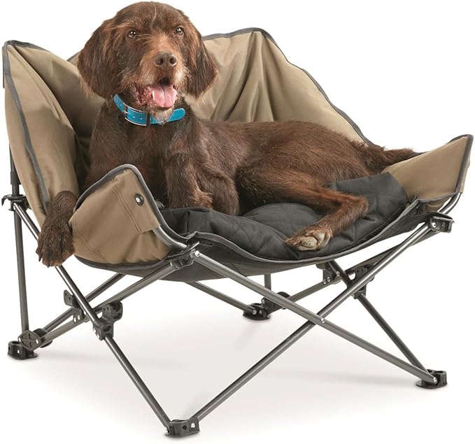 Guide Gear Padded Portable Pet Bed; Raised Outdoor Dog Couch, Cot Brown