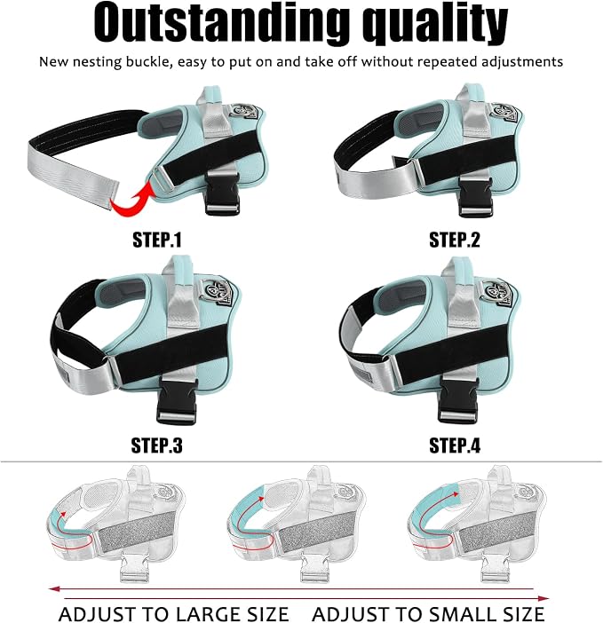 Dog Harness, No-Pull Reflective Dog Vest, Breathable Adjustable Pet Harness with Handle for Outdoor Walking - No More Pulling, Tugging or Choking