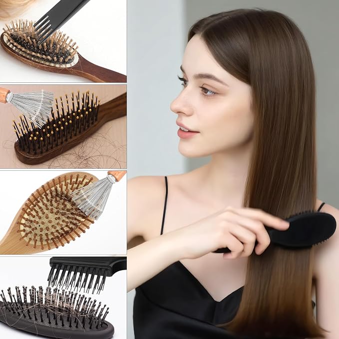2 Pcs Hair Brush Cleaning Tool Mini Comb Cleaner Rake Metal Wires Hair Remover Tool for Home and Salon Use