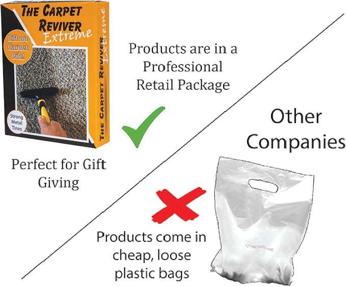 Carpet Reviver Extreme – Dual-Action Brush with Metal Tines – Lifts Carpet Pile & Removes Pet Hair – Restore Rugs, Refresh High-Traffic Areas, Eliminate Embedded Fur – Essential Carpet Grooming Tool