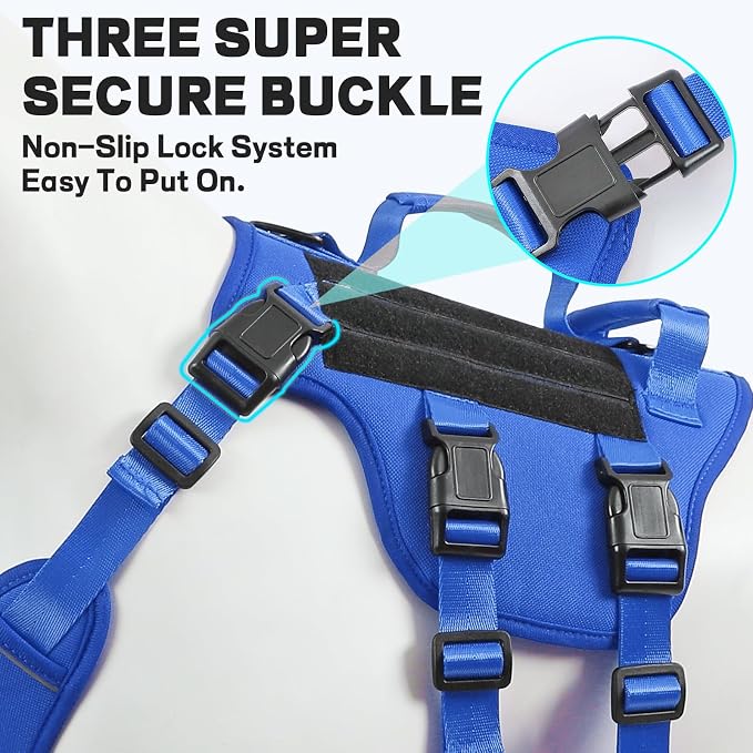 Service Dog Vest Harness for Large Dogs,No Pull with 3 Leash Clips,Tactical Working Vest with 4 Pet Patches,Reflective Oxford No Choke Pet Vest with Easy Control Handle for Walking Hiking Training