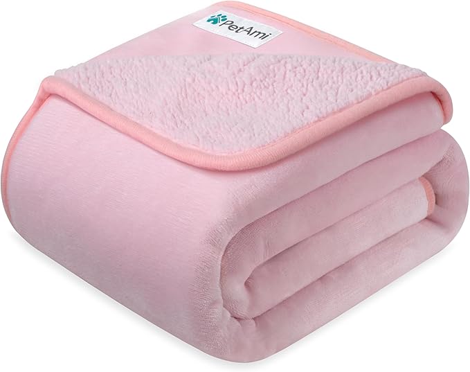 PetAmi Waterproof & Pee Proof Dog & Cat Blanket - Reversible, Soft, Washable - Medium/Large Dogs & Puppies - 60x80 Pink