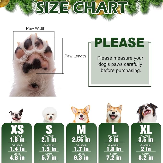 EXPAWLORER Christmas Anti-Slip Soft Dog Socks for Hardwood Floor,Warm Dog Shoes,Paw Protectors for Cold Pavement,Prevent Licking,Traction Control for Small Medium Large Senior Dogs