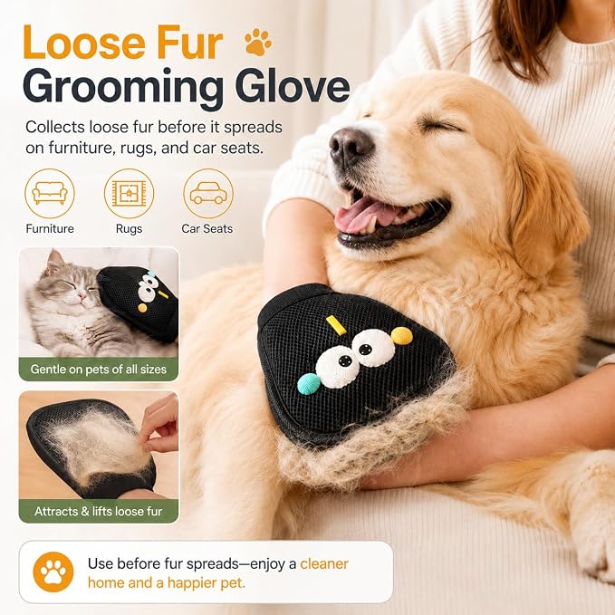 GOOGO Pet Hair Removal Kit with Carpet Rake, Black | black carpet rake and scraper kit, rake and scraper tool combination, for pet hair on carpet and fabric surfaces