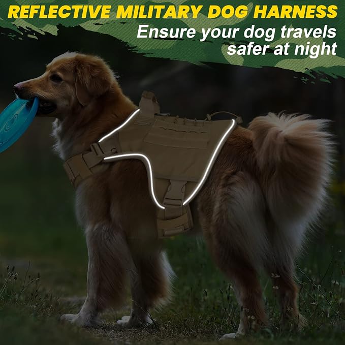 WINGOIN Tactical Dog Harness for Large Dogs,Heavy Duty No Pull Dog Harness | with Handle,Adjustable Reflective,Military K9 Style,Big Size Dog Vest,for German Shepherd,for Walking Training Hunting
