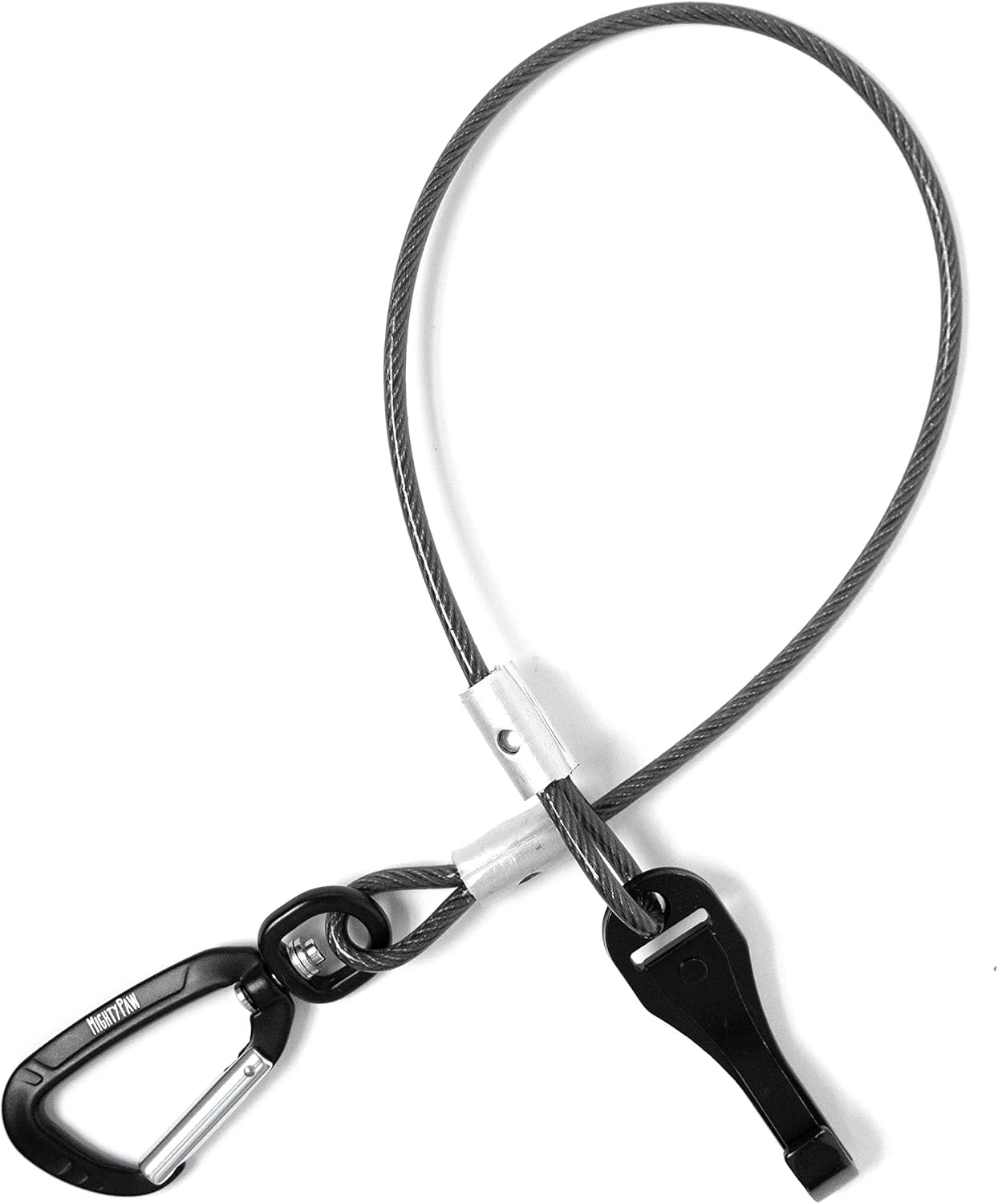 Mighty Paw Dog Seat Belt - Chew-Proof Metal Safety Restraint - Steel Braided Vehicle Tether - Rock Climbers Carabiner Included - Pet Car Leash Seat Belts - Dogs Car Safety Harness -Black, 40cm