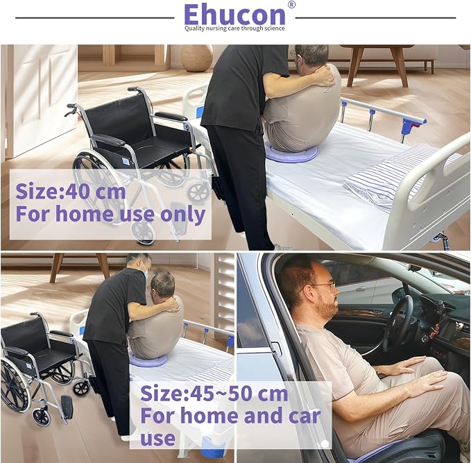 Swivel Seat Cushion 360 Degree Rotating Seat Cushion Light Weight Portable Pivot Disc Pad for Elderly, Pregnant Woman, Swivel Car Seat. Easy Turning from Bed to Wheelchair or Chair-19.5"X19.5"