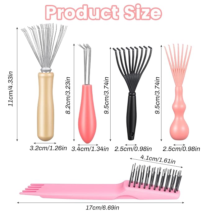 5 Pcs Hairbrush Cleaner Tool Set, Hair Brush Cleaner Rake Comb Cleaning Brush Mini Comb Cleaner For Removing Hair Dust From Different Combs Home And Salon Use, Hairstylist Essentials