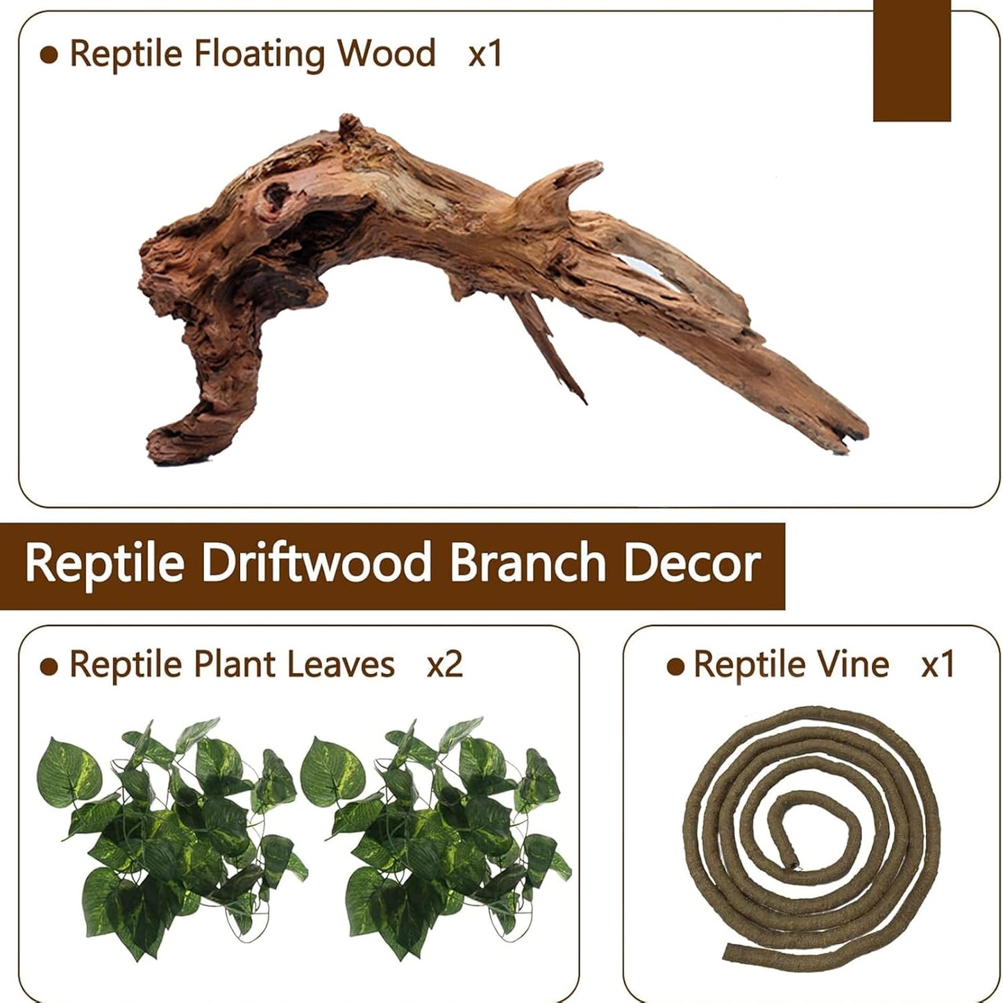 Hamiledyi Reptile Driftwood Decoration Natural Coral Driftwood Branches for Aquarium Reptiles Trunk Log Ornament Bendable Jungle Climbing Vines Decor for Bearded Dragon Lizad Amphibian Fish Tank