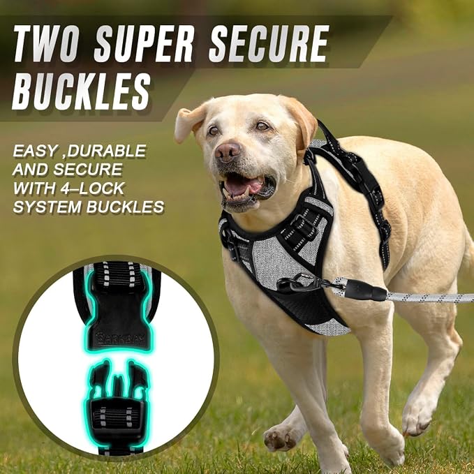 BARKBAY Dog Harness No Pull for Small Sized Dog Front Back Clips,Dog Vest | Soft Padded No Choke With Handle,Easy On&Off,Adjustable Reflective For Walking Training Running(Dark Grey,S)