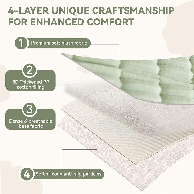 OTOB Dog Couch Covers for 3 Cushion Washable Non Slip Plush Pet Friendly Bed Mat Sofa Cover for Dogs, All Seasons Cozy Soft Fuzzy Furniture Protector Sofa Slipcovers (Matcha Green, 27.6" x 59.1")